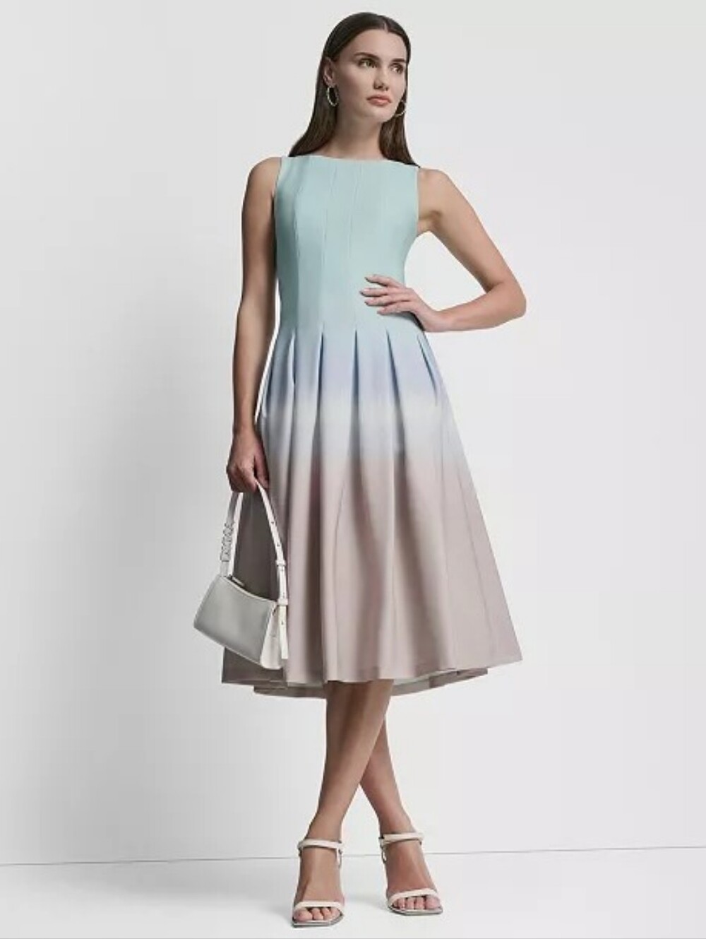 NWT DKNY Ombre Pleated Fit & Flare Midi Dress Size 20W - Picture 2 of 6
